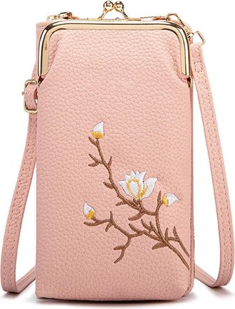 Generic Women Sling Cross-Body Wallet with Mobile Cell Phone Holder, Phone Purse Bag with Shoulder Strap, Lightweight Crossbody Wallet Handbag for Travel & Ev