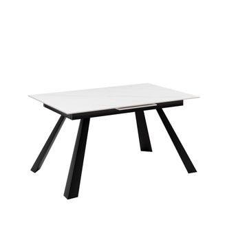 Koketto Home Mesa extensible porcel&aacute;nica arabella de 120cm tapa blanca patas negro