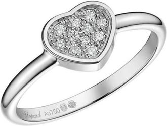 Chopard Happy Hearts 18k White Gold 0.12 CT Diamond Ring, Size 54