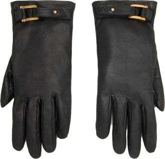 Ami Leren handschoenen met gesp - Zwart