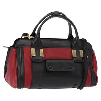 Chlo&eacute; Alice Satchel Leather Red Leather Handbag (Pre-Owned)
