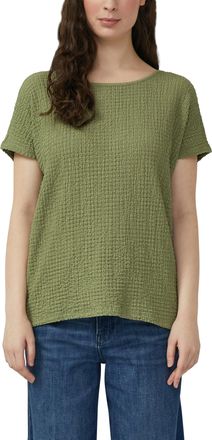 s.Oliver T-Shirt S.OLIVER, Damen, Gr. 34, summer khaki, Strick, Obermaterial: 96% Polyester, 4% Elasthan, Strukturmuster, relaxed fit normal, U-Boot-Ausschnitt