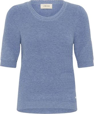 Cream Ronde hals gebreid - Dames - Ronde hals truien - Blauw - XL - Truien & Vesten