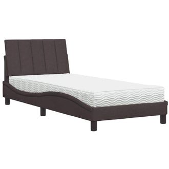 vidaXL Cama Con Colch&oacute;n Tela Marr&oacute;n Oscuro 90x200 Cm Vidaxl