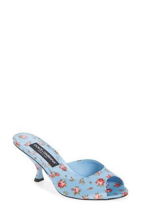 Dolce & Gabbana Keira Floral Satin Sandal in Roselline F.celeste at Nordstrom, Size 10.5Us