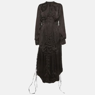 Jil Sander Black Satin Pleated Maxi Dress