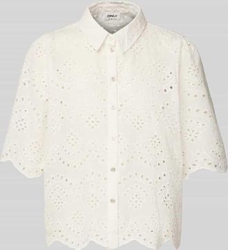 Only Regular Fit Hemdbluse mit Lochspitze Modell VALAIS in Weiss, Gr&ouml;&szlig;e S