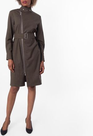 Burberry Stretch Wool Belted Zip Dress, Brand Size 4 ( US Size 2 )
