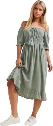 M&Co Petites Petite Sage Green Tassel Detail Smock Dress - Womens