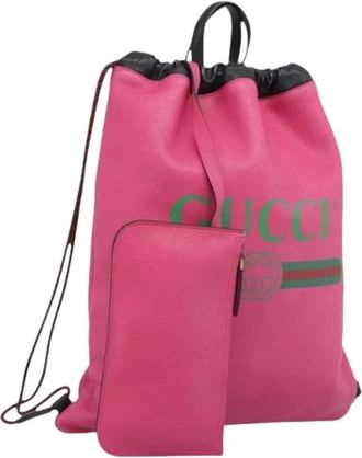Gucci Pre-owned Vintage Rugzak - Dames - Vintage Rugzakken - Roze - ONE Size - Leer - Vintage