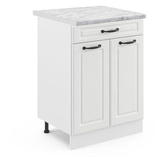 Vicco Mueble Bajo De Cocina R-line, Blanco Casa De Campo, 60 Cm Con Caj&oacute;n, Et M&aacute;rmol, Vicco