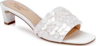 Badgley Mischka Pacific Block Heel Sandal in Ivory Satin at Nordstrom, Size 6.5