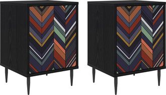 vidaXL Mesa De Noche Ommen 2 Uds. Roble Negro 36 X 33 X 51 Cm Vidaxl
