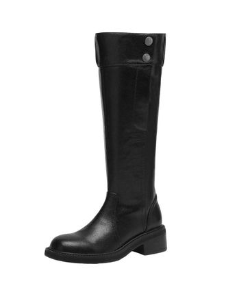 Generic Womens Leather High Heel Modern Riding Boots Casual Vintage Party Mid-Calf Boots