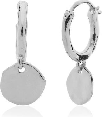 Monica Vinader Siren Muse Mini Coin Drop Huggie Hoop Earrings in Silver at Nordstrom