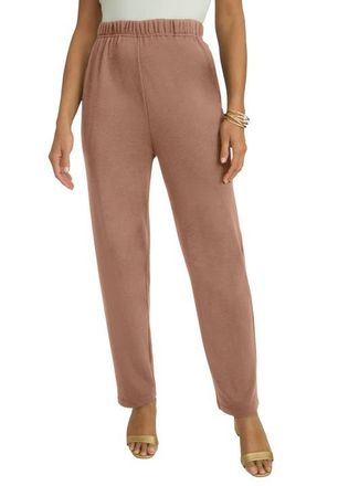 Jessica London Soft Ease Straight Leg Pant in Creamy Mocha at Nordstrom, Size 28