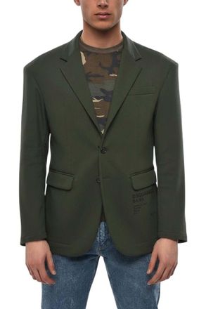 Dsquared2 Green Solid Notched Lapel Blazer