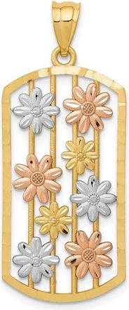 Diamond2Deal 14k Two-tone Gold White Rhodium Framed Daisy Pendant