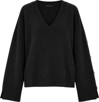 Akep Jersey de punto con cuello en V y bordado - Knitwear - Mujer - Negro - M