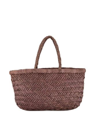 Dragon Diffusion herringbone-weave leather tote bag - Brown