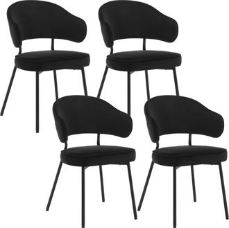 Woltu 4x Silla De Comedor Silla De Cocina Tapizada En Terciopelo Silla Acolchada Especial Para Sala De Estar Y Restaurante Negro - Woltu