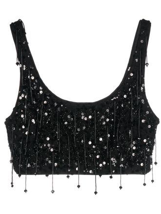 SIMKHAI paillette-embellished cropped tank top - Black