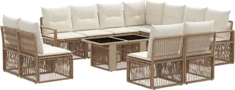 vidaXL Conjunto De Sof&aacute;s De Jard&iacute;n 12 Uds. Beige Y Blanco Crema Vidaxl