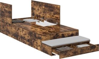 vidaXL Cama Con Almacenamiento Roble Ahumado 226.5 X 75 X 31.5 Cm Vidaxl