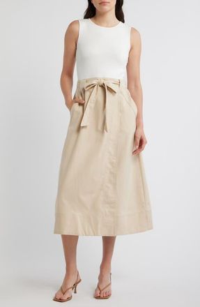 ZOE AND CLAIRE Twofer Sleeveless Dress in Ivory at Nordstrom, Size X-Small