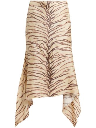 Stella McCartney Midi-rok met tijgerprint - Beige