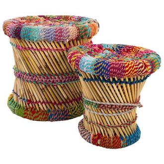 Wanderlust Deco Wanderlust Deco - Set 2 Taburetes De Bamb&uacute; Multicolor