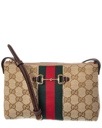 Gucci Horsebit Web Gg Canvas & Leather Shoulder Bag