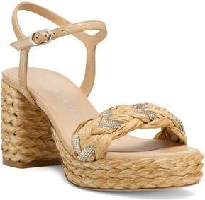 Stuart Weitzman Lana 80 Raffia Ankle Strap Platform Sandal in Natural Tonal at Nordstrom Rack, Size 10.5