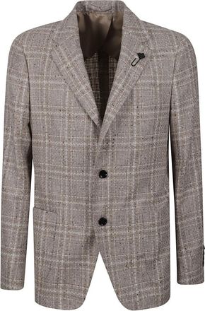 Lardini Single-Breasted Wool-Cashmere Blazer With Notch Lapel