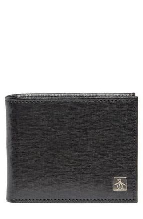 Original Penguin Saffiano Bifold Leather Wallet in Blk001 at Nordstrom Rack