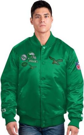 Starter Mens Starter Kelly Green Philadelphia Eagles Exclusive Satin Full-Snap Varsity Jacket at Nordstrom, Size Xxx-Large