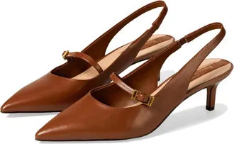 Franco Sarto Khloe Pump WomensM Brown Leather Slingback Kitten Heel ZOGG2940
