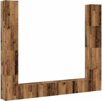 vidaXL Vidaxl - Muebles De Tv De Pared 6 Uds Madera Vieja Madera De Ingenier&iacute;a