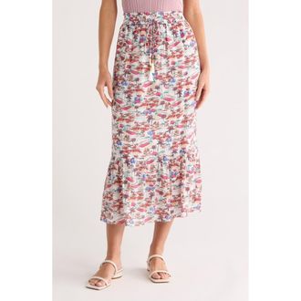 Nanette Lepore Printed Flounce Midi Skirt in Red at Nordstrom Rack, Size X-Large