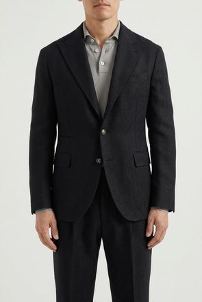 Brunello Cucinelli Black Wool Linen Suit, Brand Size 46 (US Size 36)