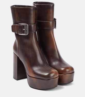 Miu Miu Platform leather ankle boots