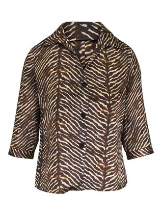 Peter Cohen zebra-print blouse - Brown