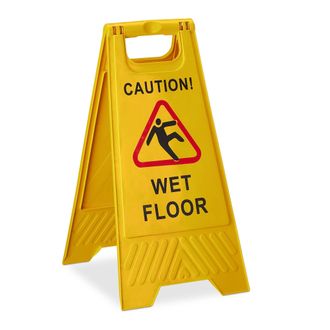 Relaxdays Relaxdays Cartel Suelo Mojado En Ingl&eacute;s, Caution Wet Floor, Se&ntilde;al Pavimento Resbaladizo, 2 Caras, 1 Ud., Pp, Amarillo
