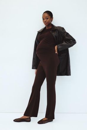 H&M Mama Flared Ponte Di Roma Leggings in Dark Brown at Nordstrom, Size Xx-Large