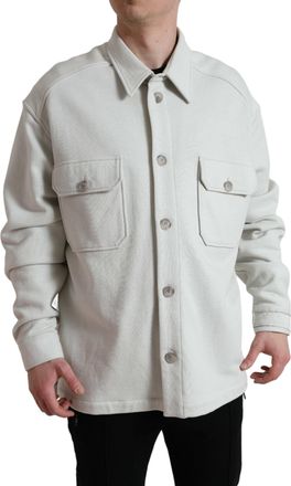 Dolce & Gabbana Grey Cotton Button Down Collared Coat Mens Jacket