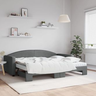 vidaXL Vidaxl - Sof&aacute; Cama Nido Con Colch&oacute;n Tela Gris Oscuro 90x200 Cm