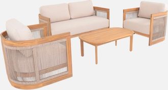 Sweeek Conjunto De Jard&iacute;n De Madera De Acacia Y Cuerdas, 4 Plazas