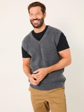 Fat Face FatFace Calder Charcoal Grey V-Neck Knitted Tank