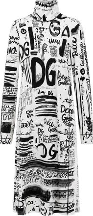 Dolce & Gabbana Vestido Midi de Manga Larga y Cuello Alto - Dresses - Mujer - Blanco - S