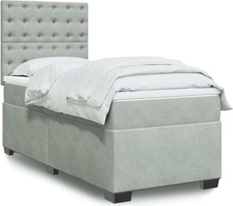 vidaXL Vidaxl - Cama Box Spring Con Colch&oacute;n Terciopelo Gris Claro 80x200 Cm